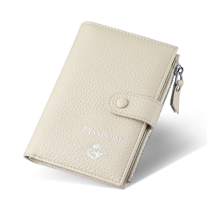 Cross border leather passport bag silk print passport wallet cover buckle men's RFID card case multifunctional air ticket holder