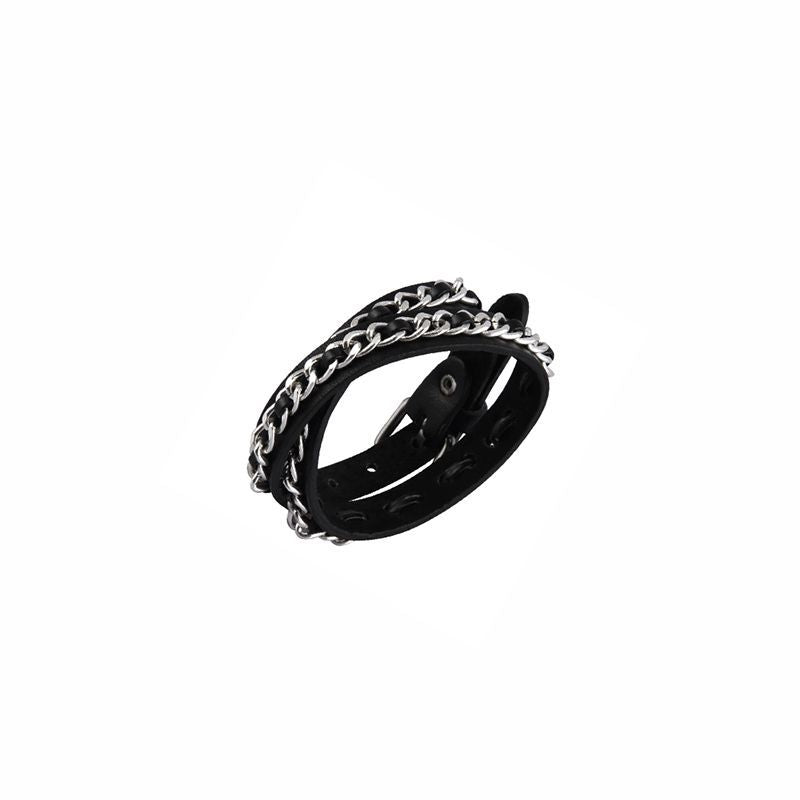 Punk rivet subculture star pure cowhide bracelet pentagram chain tide fan stacked couple bracelet women