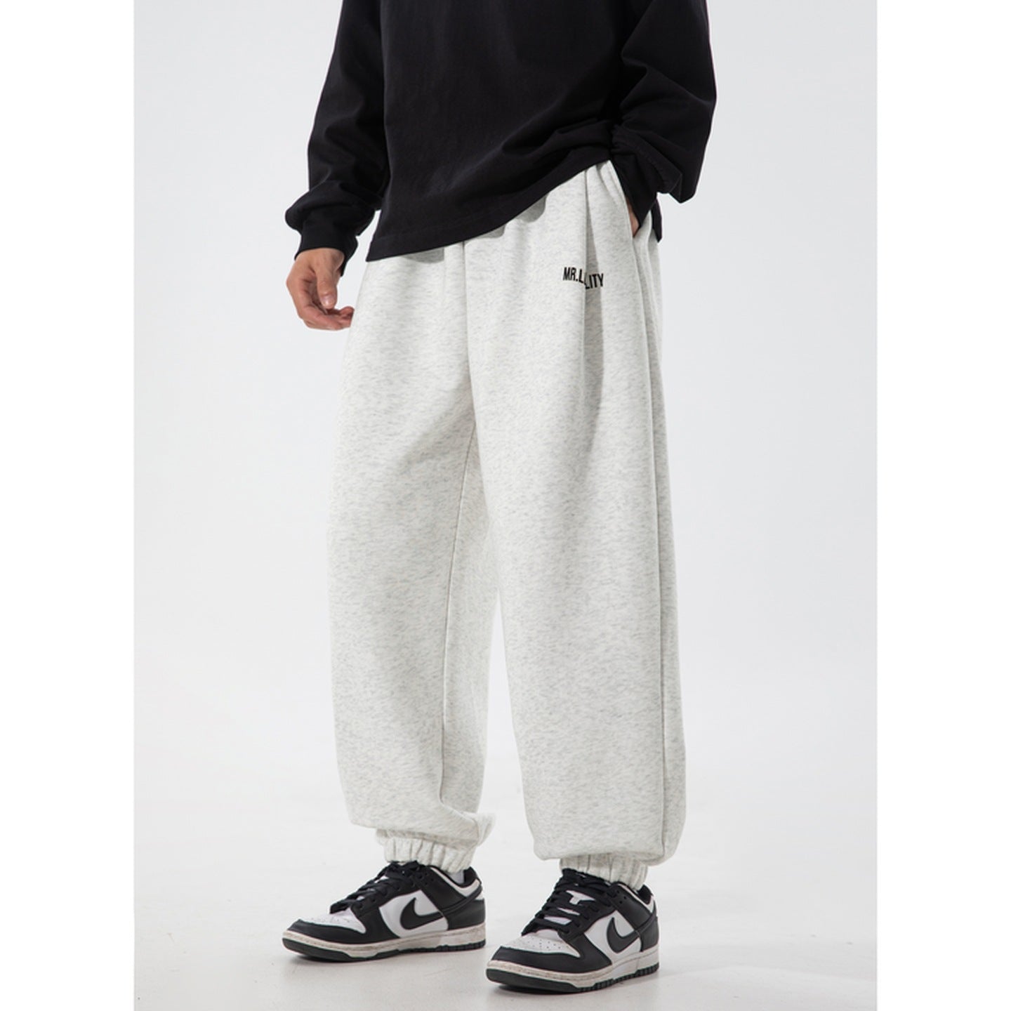 Contrasting letter print boutie sweatpants men's autumn loose silhouette athleisure pants trendy brand versatile long pants