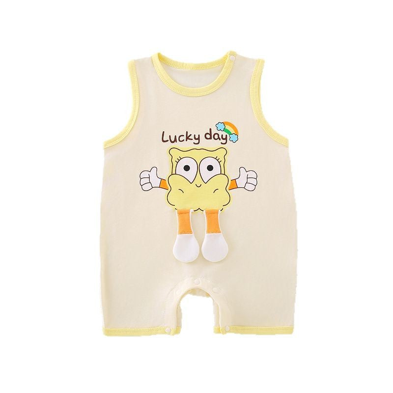 Baby lyocell onesie summer thin sleeveless vest clothes newborn clothes baby summer clothes 0 a 3 months