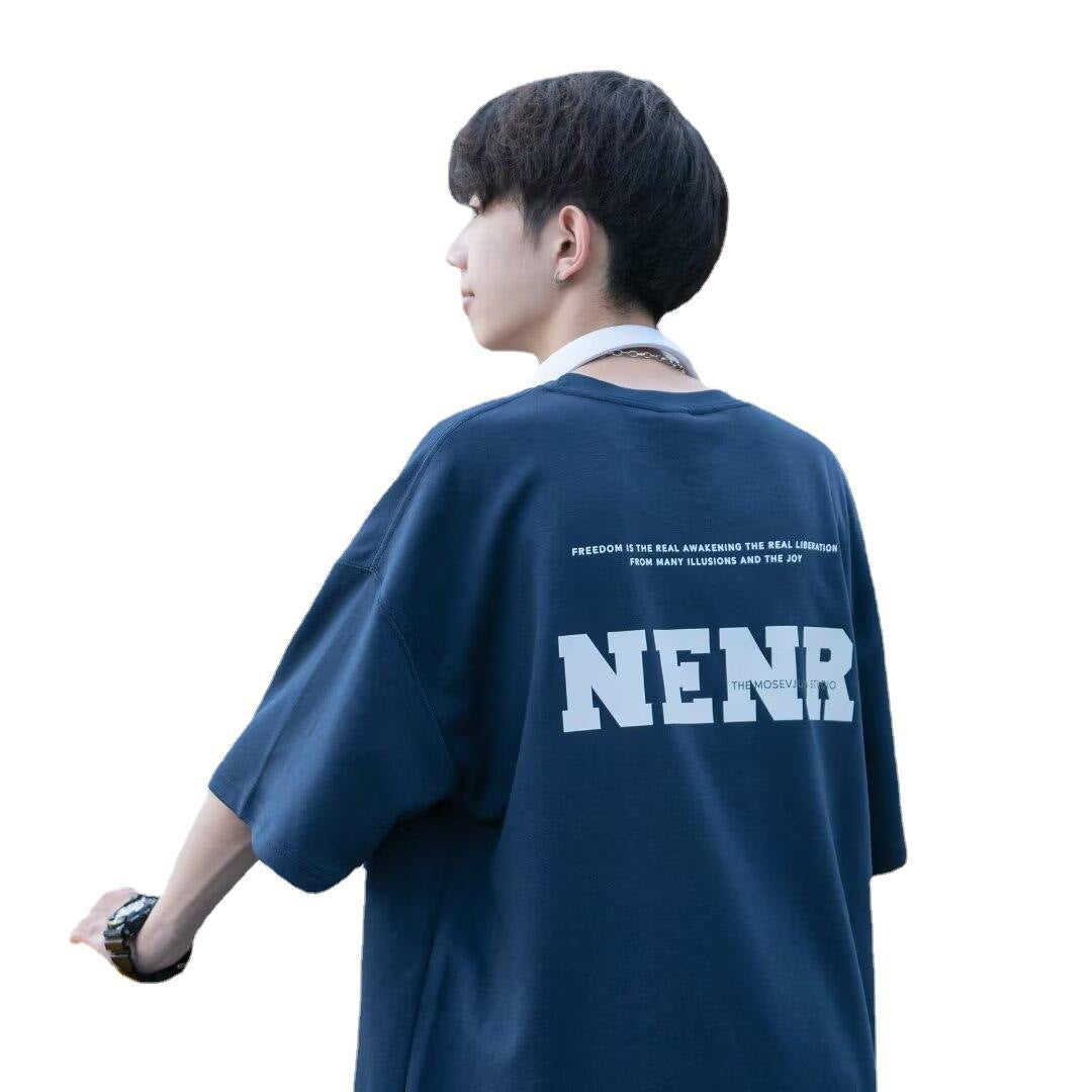 Youth summer clothes cotton short sleeve t-shirt boys summer 2024 new junior high school and high school students handsome men's clothes