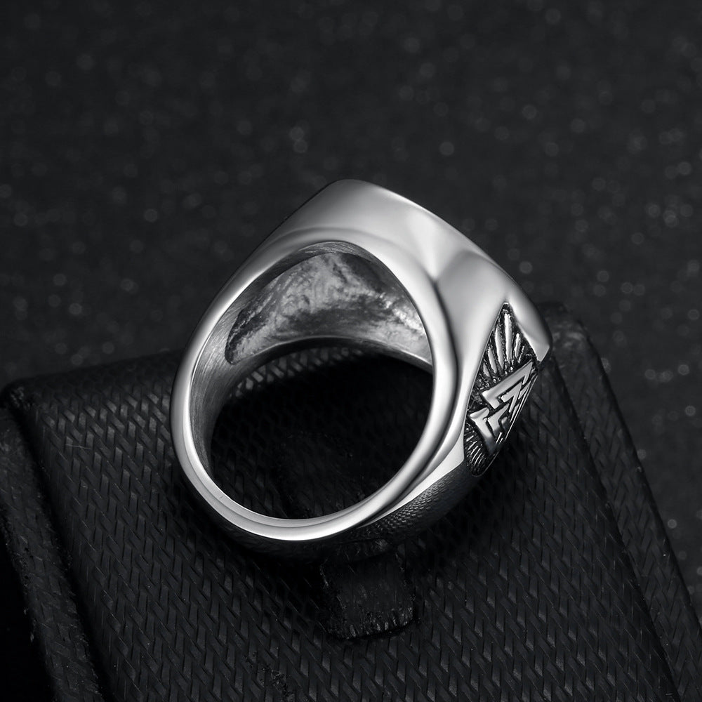 European and American retro style men's Celtic knot ring Viking Nordic triangle symbol valknut ring