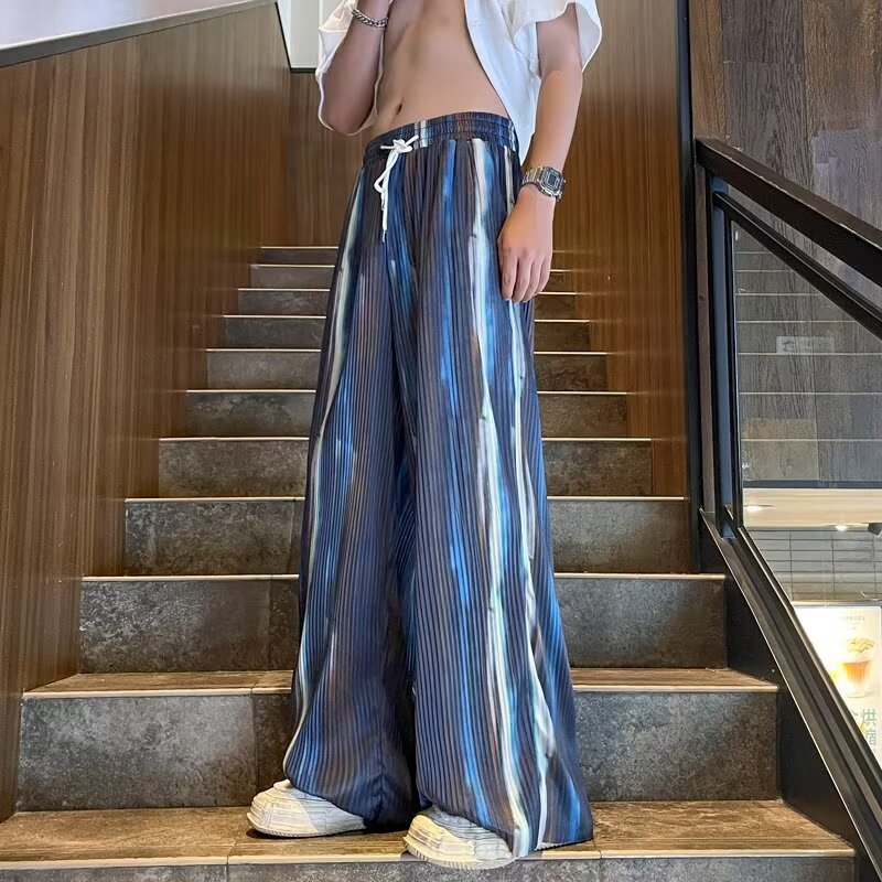 Pants men's spring thin trend straight wide-leg pants American loose athleisure long pants