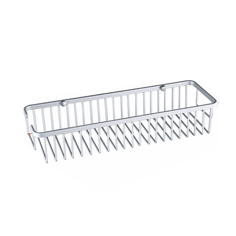 Space aluminum grid rack bathroom wall mounted rectangular mesh basket bathroom single layer deepened storage rack bath stainless steel shelf