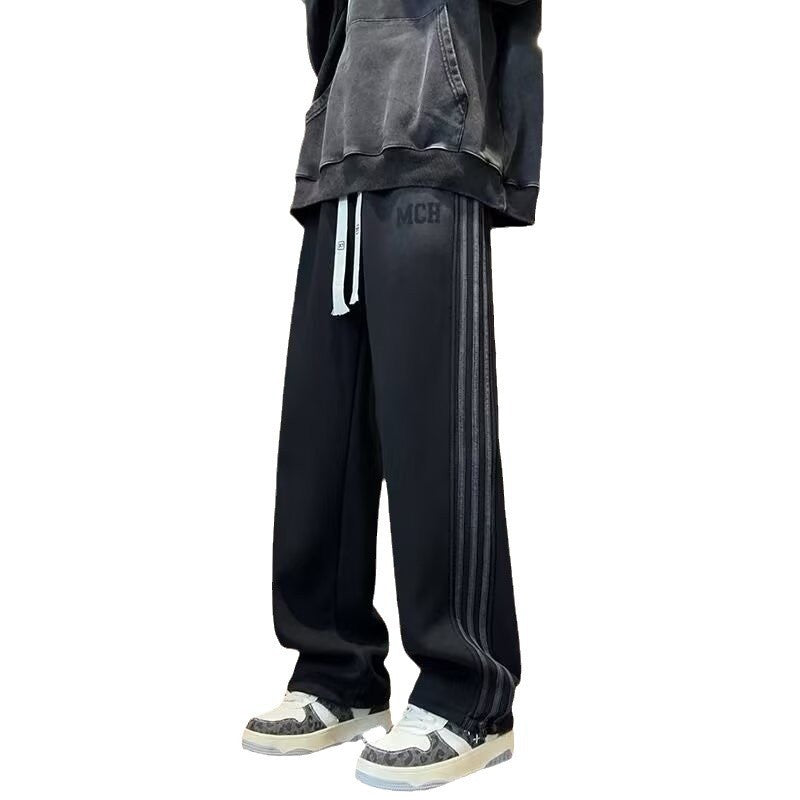 Spring and autumn pants, male junior high school students, handsome casual trousers, teenagers, loose straight-leg pants, versatile sports sweatpants