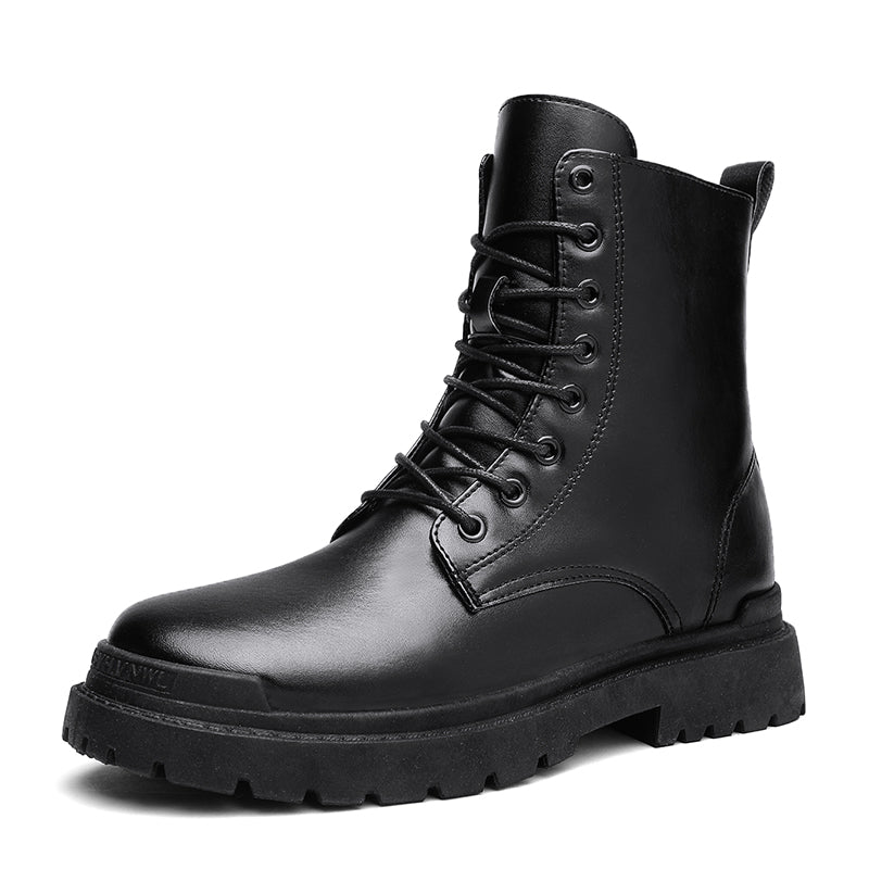 Martin boots men's inner height increase 12cm10cm new men's high-top cargo boots British mid-top black leather boots