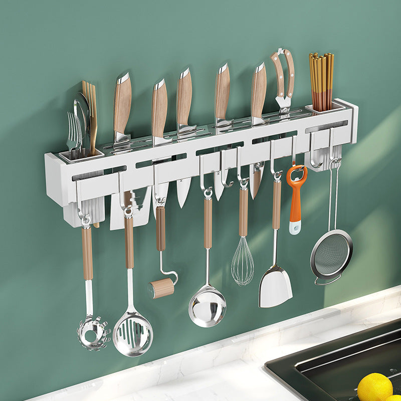 Stainless steel knife holder kitchen knife kitchen supplies multifunctional rack wall-mounted chopstick holder knife integrated storage rack