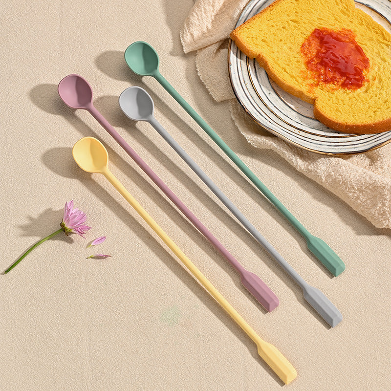 Food grade silicone double-ended spatula mixing spoon mixing stick milk powder honey high temperature resistant long handle stirring stick