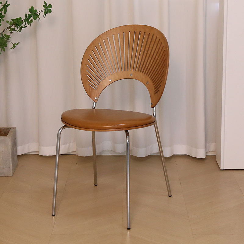 Nordic Dining Chair Solid Wood Household Coffee Chair Backrest Retro Dining Chair Simple Negotiation Casual Seashell Chair Wholesale