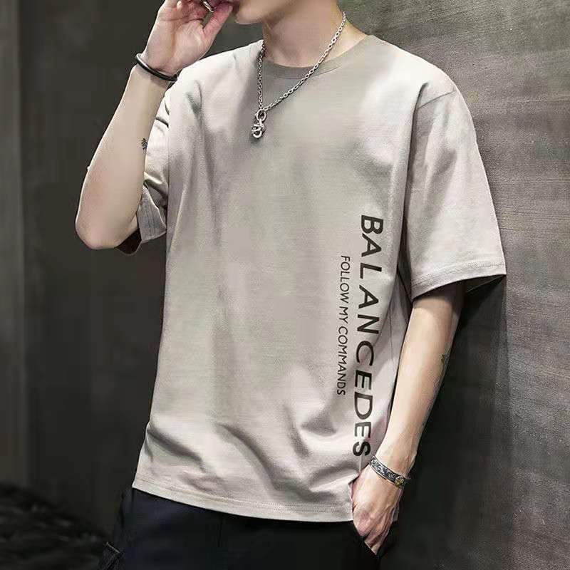 men's short sleeve t-shirt 2024 new summer trend korean loose base layer shirt clothes shirt plus size teen