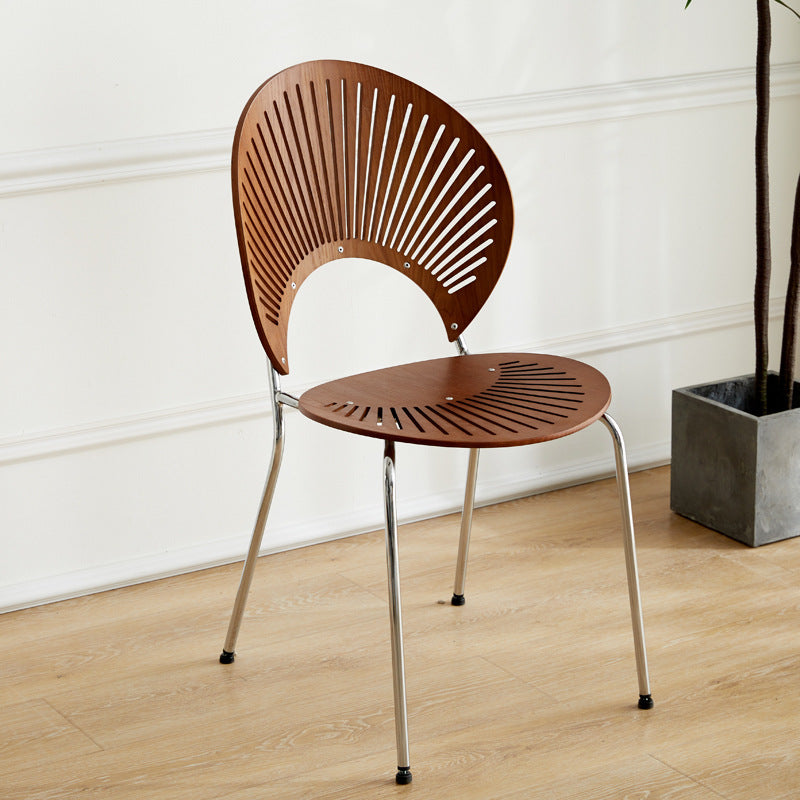 Nordic Dining Chair Solid Wood Household Coffee Chair Backrest Retro Dining Chair Simple Negotiation Casual Seashell Chair Wholesale