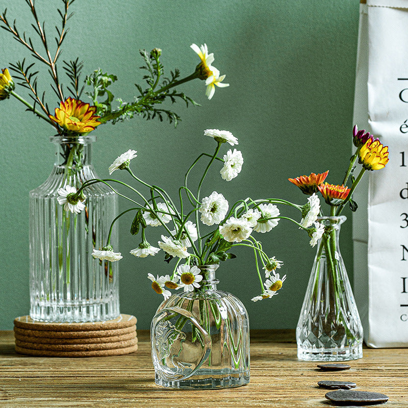 ins simple style mini glass vase small fresh dried flower arranger home dining table living room decoration ornament