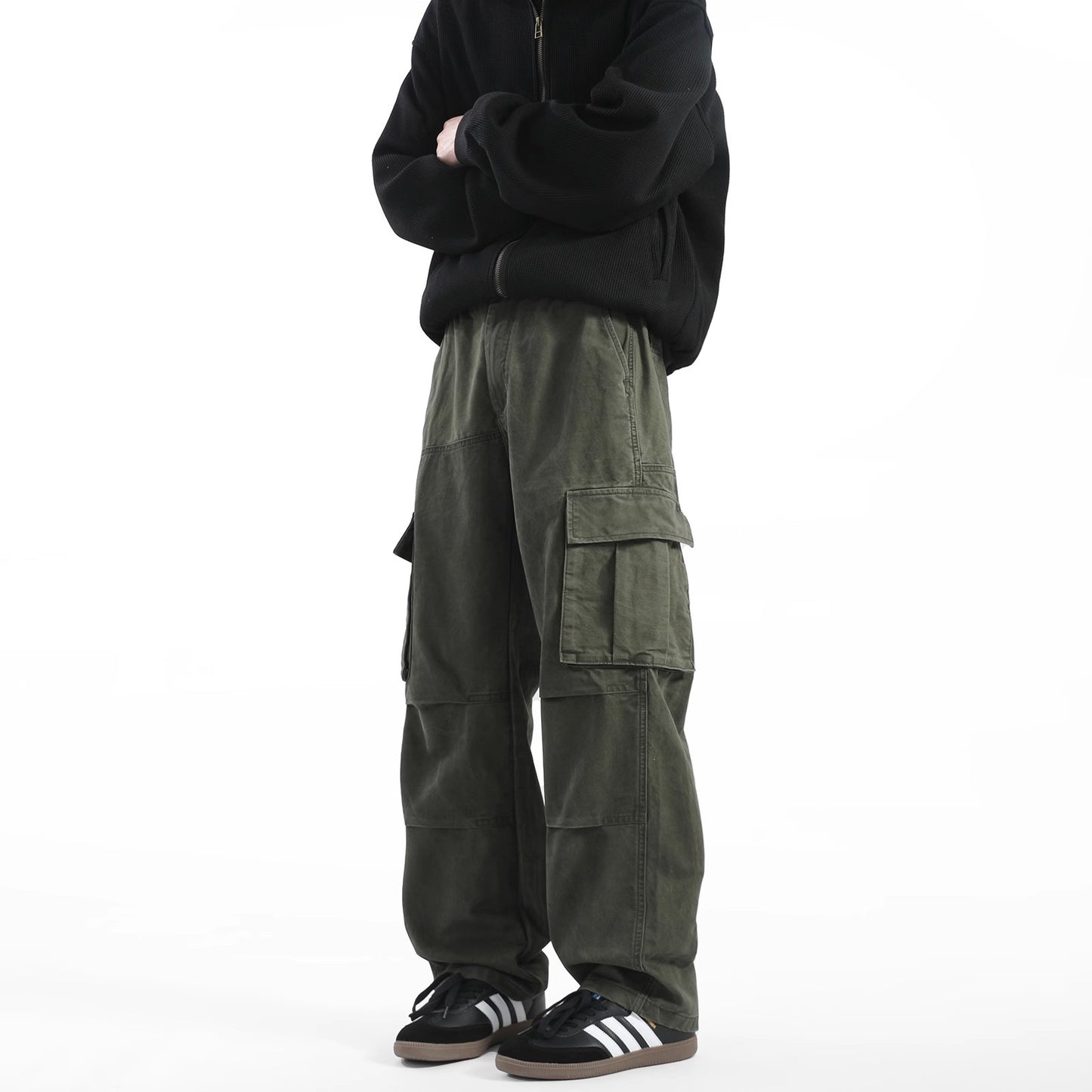 Cargo pants men's 2025 spring and autumn new American retro multi-pocket heavyweight handsome loose straight-leg casual long pants