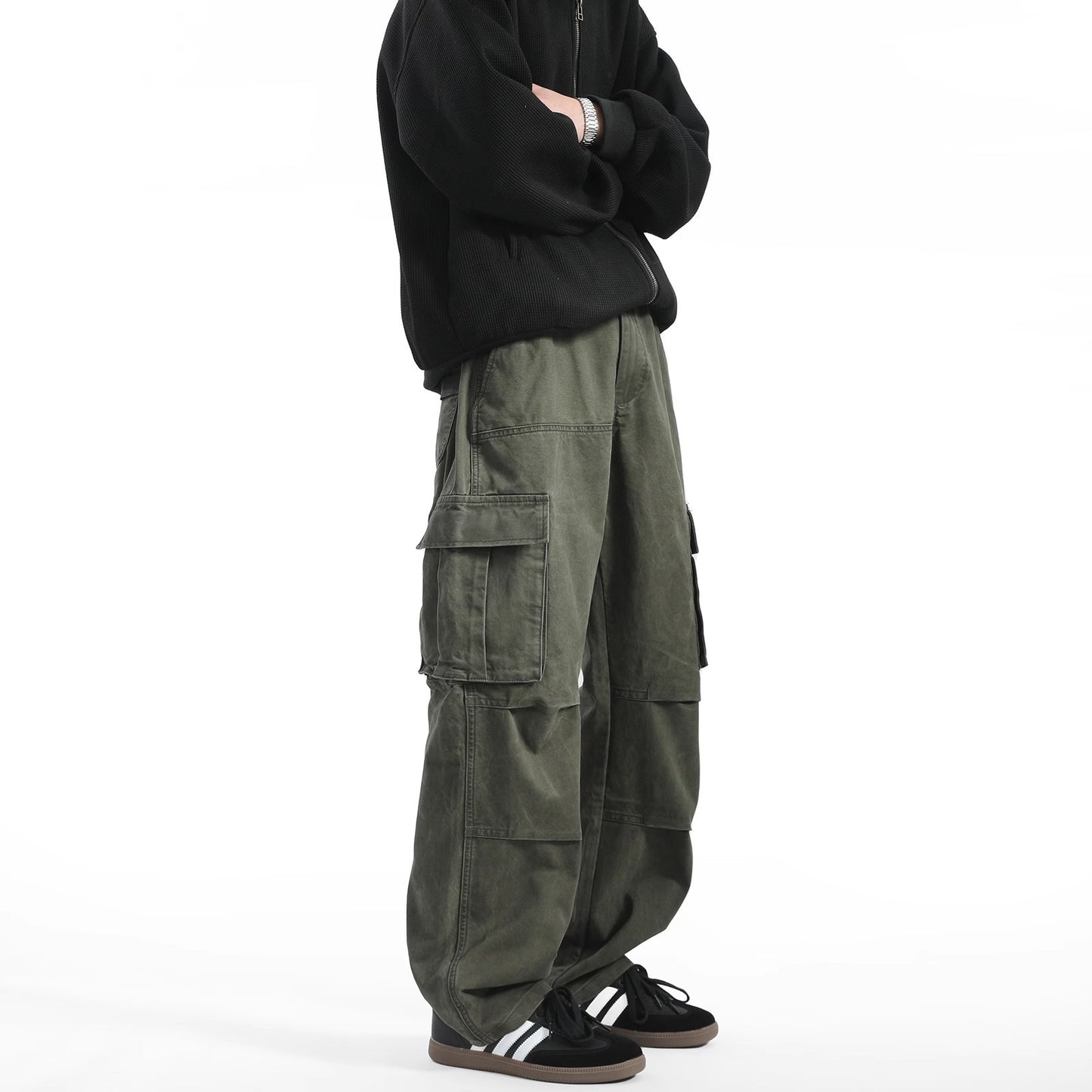 Cargo pants men's 2025 spring and autumn new American retro multi-pocket heavyweight handsome loose straight-leg casual long pants