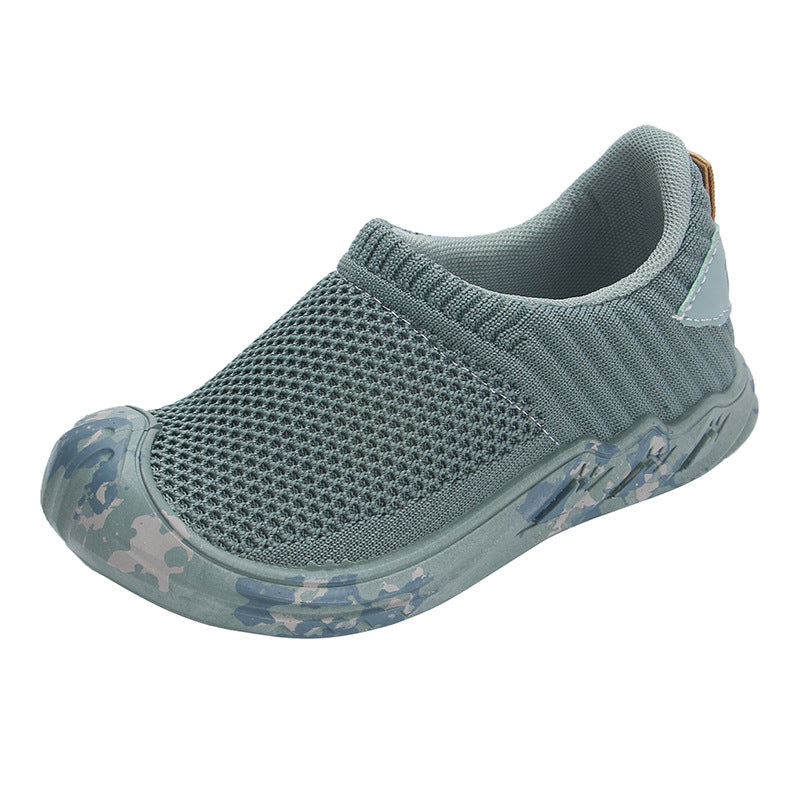 Children's sneakers, boys' tennis shoes, 2025 new breathable flying mesh casual shoes, girls' one-foot running shoes