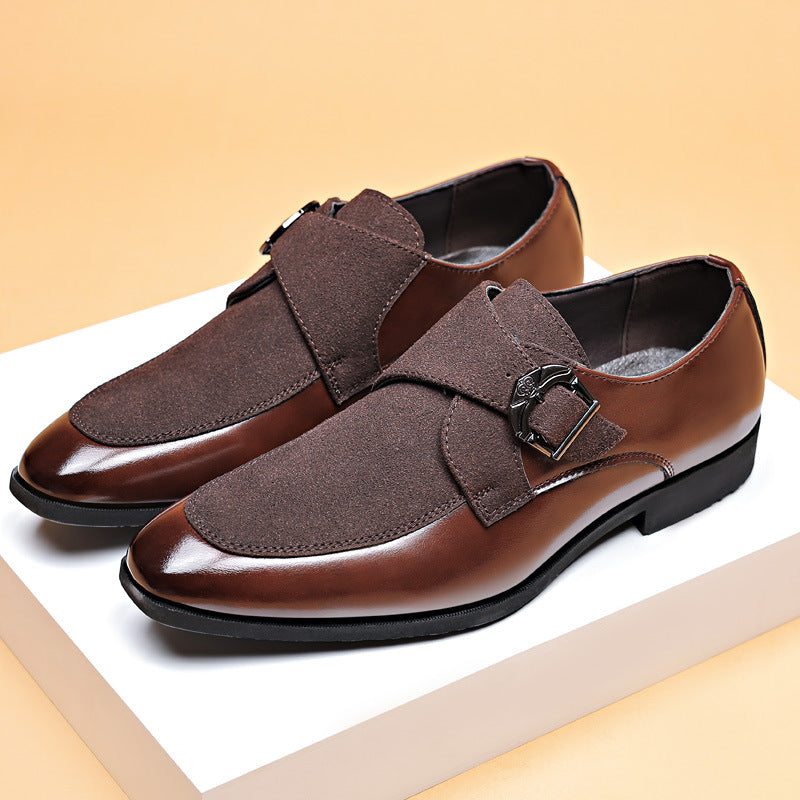 2025 New Leather Shoes Men's Business Formal Casual Shoes Crocodile Print Men's British Korean Version Pointed Toe Plus Size Shoes