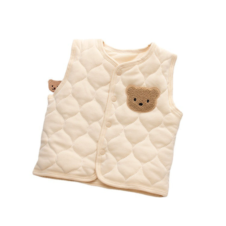 Vest baby vests, male and female babies in winter, thickened warm belly protection, children's coats, ins, wear pure cotton jackets