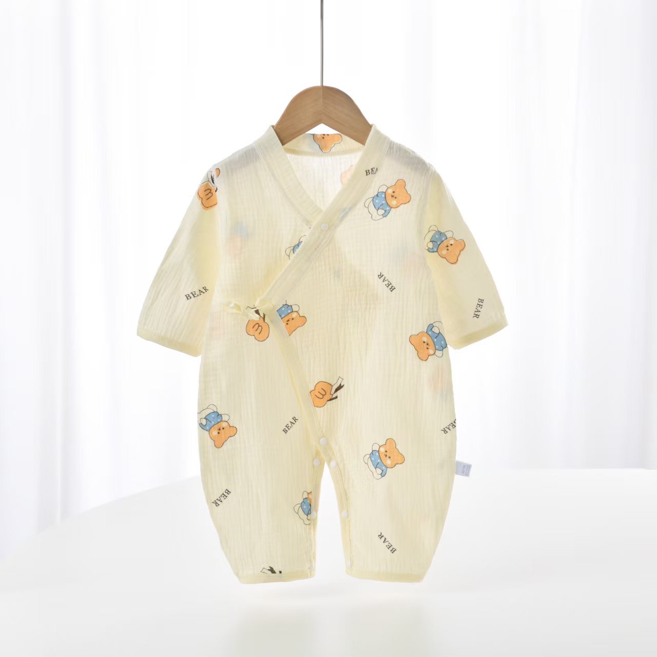 Baby onesies, monk clothes, gauze belly protection, boneless class A newborns, summer baby thin climbing clothes