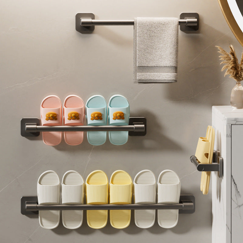 Bathroom slipper rack toilet door free wall mounted drain storage hanger shoe storage artifact