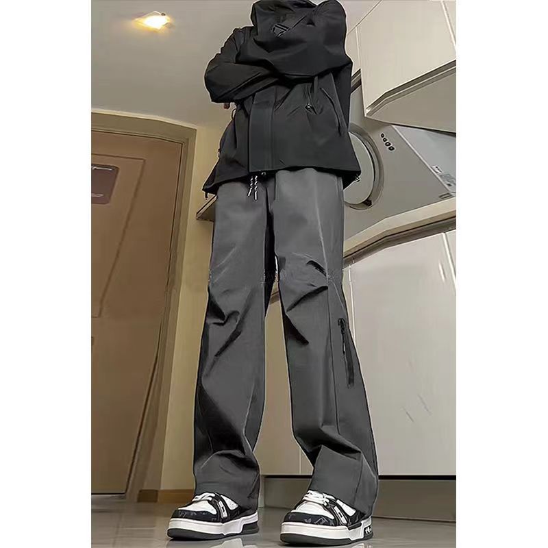 American retro cargo pants, men's high street trendy outdoor waterproof hiking pants, straight-leg loose casual long pants