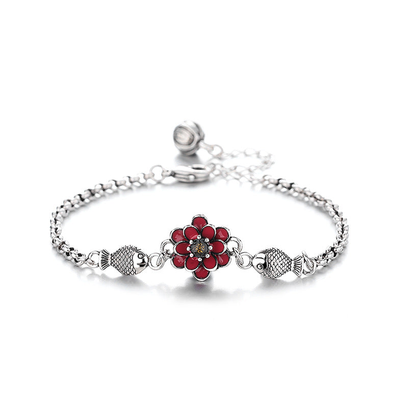 Niche design: water lily bracelet anklet, women's personality, fashionable, simple, handmade, literary fan, niche gifts