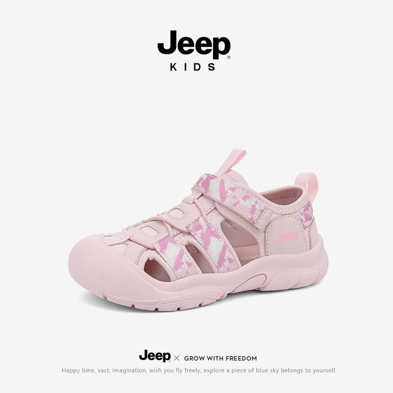 Jeep children's toe sandals outdoor girls' non-slip beach shoes 2025 summer new boys' breathable river shoes