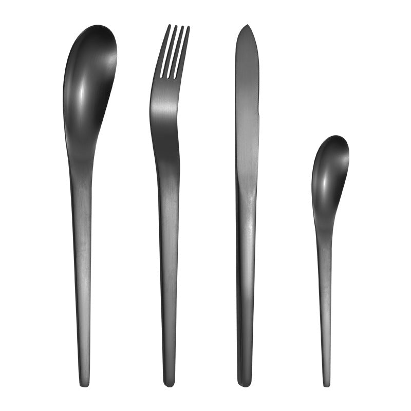 Cross-border 304 stainless steel cutlery set Sanded western food knife, fork and spoon 4-piece set of gold-plated steak cutlery set