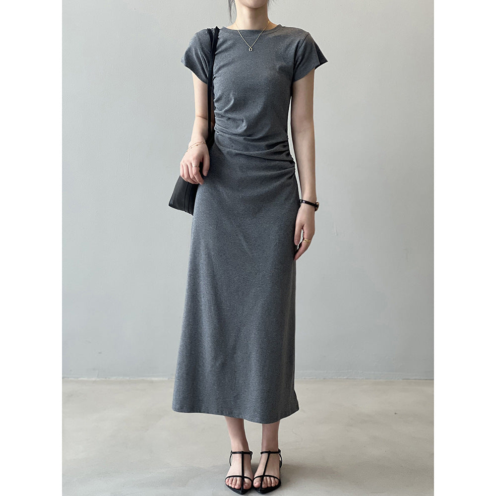 Yanshuang French temperament waist dress Summer new design sense flying sleeve T-shirt dress 80986
