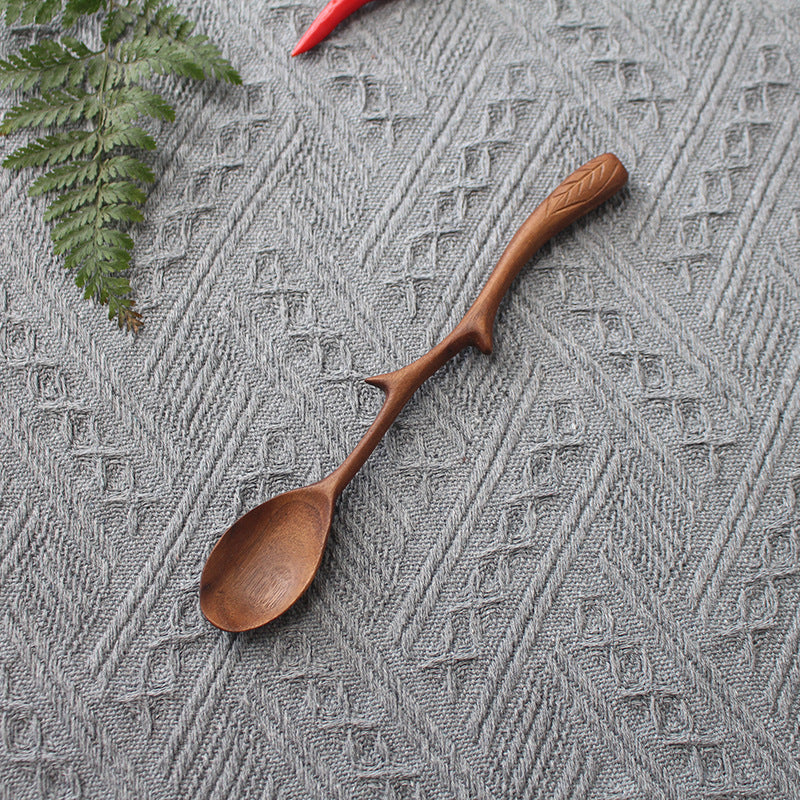 Japanese log spoon, handmade beech wooden spoon, special-shaped long-handled spoon, coffee mixing spoon, and spoon can be engraved with logo