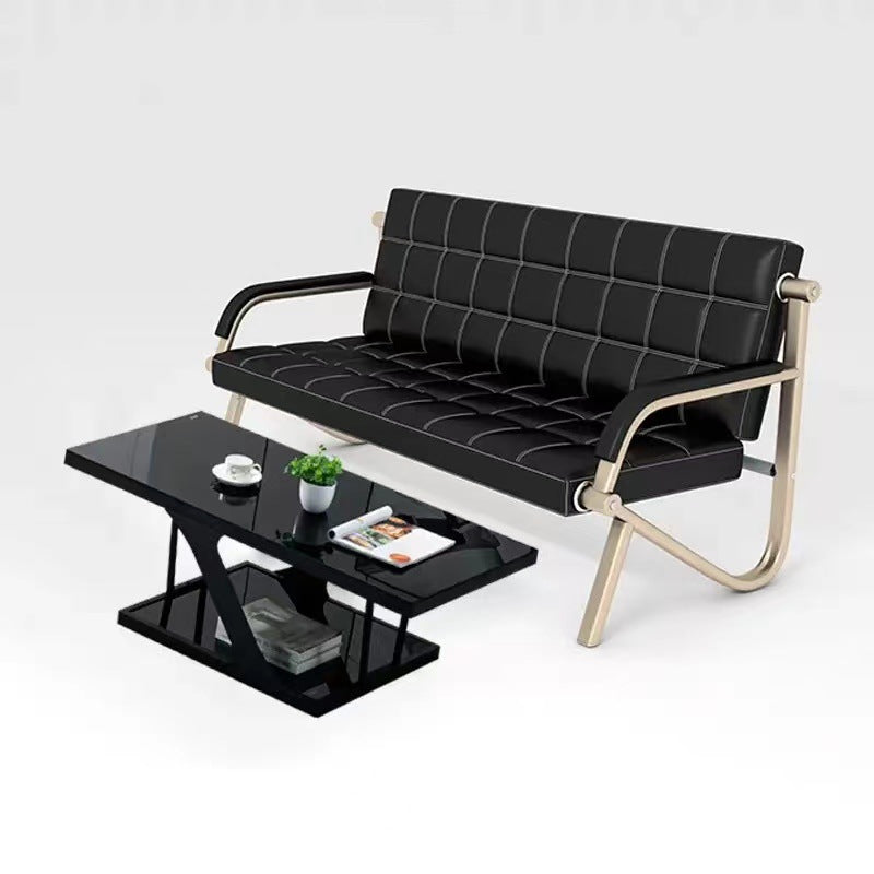 Office sofa reception simple modern iron business office three-person sofa middle coffee table table combination