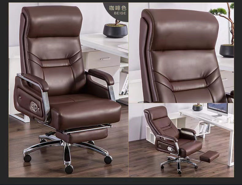 Computer chair, home office chair, comfortable sitting, reclining boss chair, business cowhide study chair, back chair