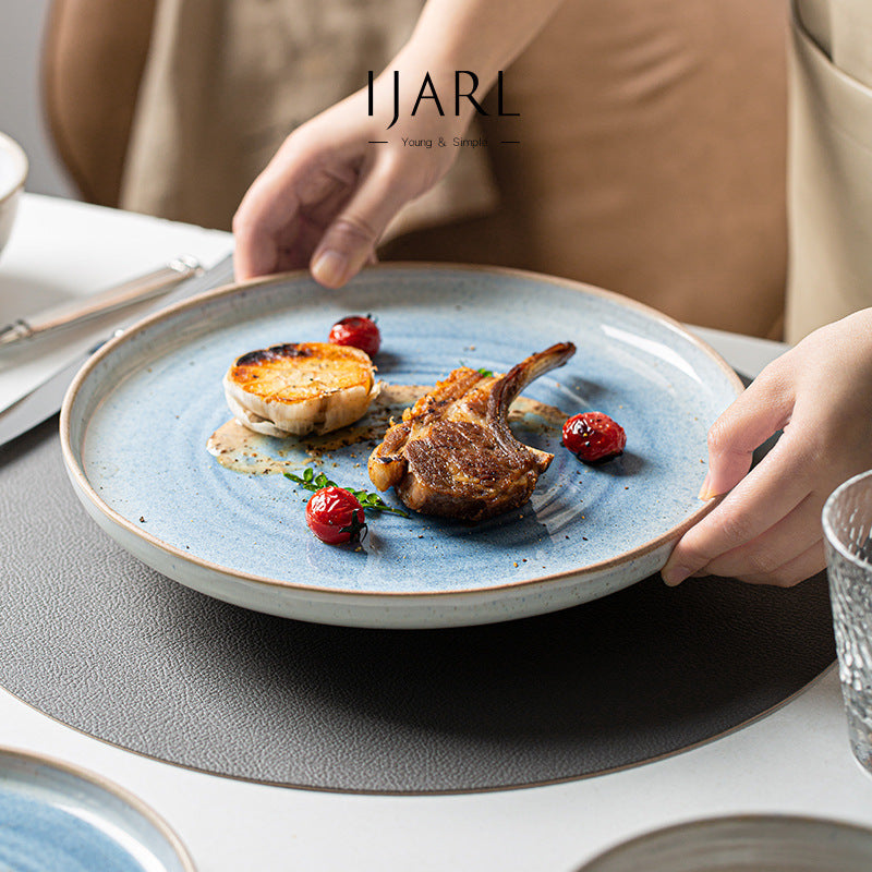 Manufacturers wholesale ceramic tableware for home creative gradient kiln glazed plates vegetable plates personality high-end literary plates