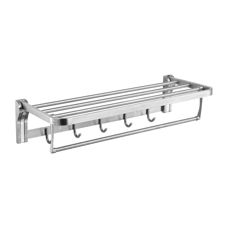 Bathroom stainless steel towel rack folding bath towel rack 304 stainless steel perforated bathroom bathroom storage shelf