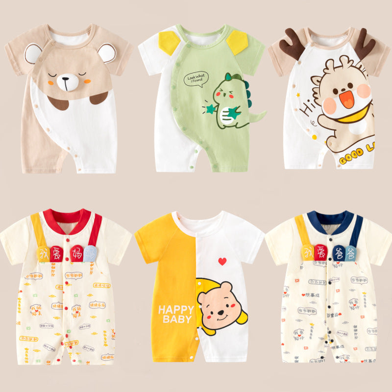 Cross-border exclusive for infant onesies, summer cotton short-sleeved baby Hayi may be super cute cartoon Hayi summer thin