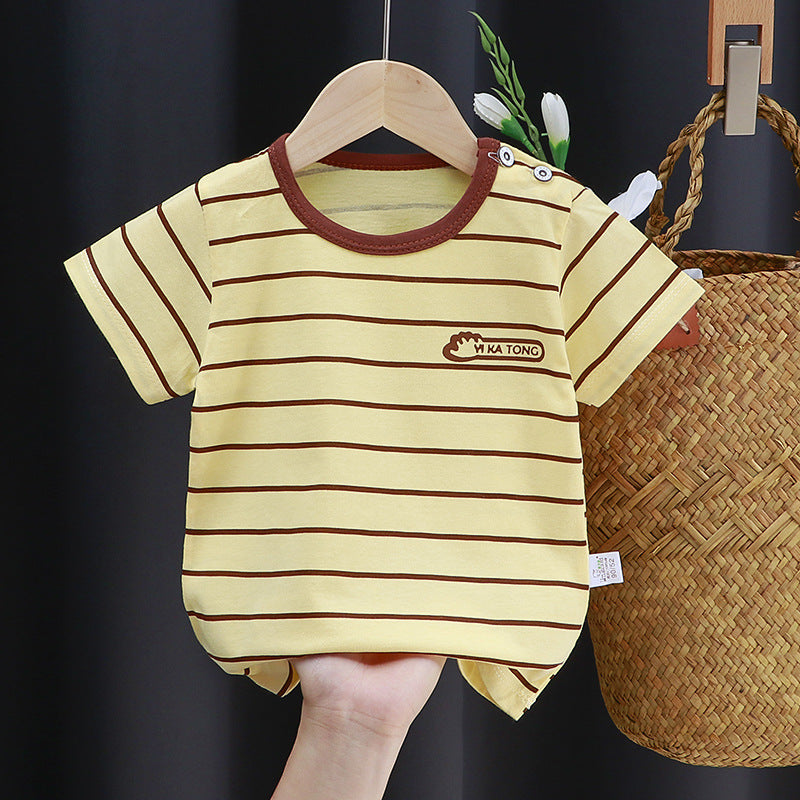 Class A Cotton Kids Short Sleeve T-Shirt Girls Baby Summer Solid Color Cotton Printed Short Sleeve 100 Kids Class A T-Shirt