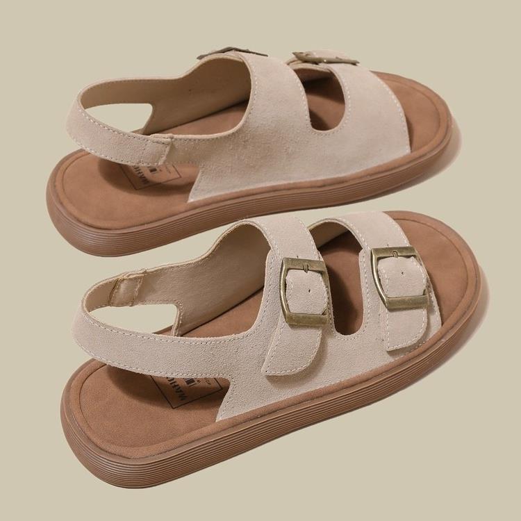 Zhongjia thick-soled sandals women's summer wear 2024 new beach shoes fishing boken shoes word roman shoes