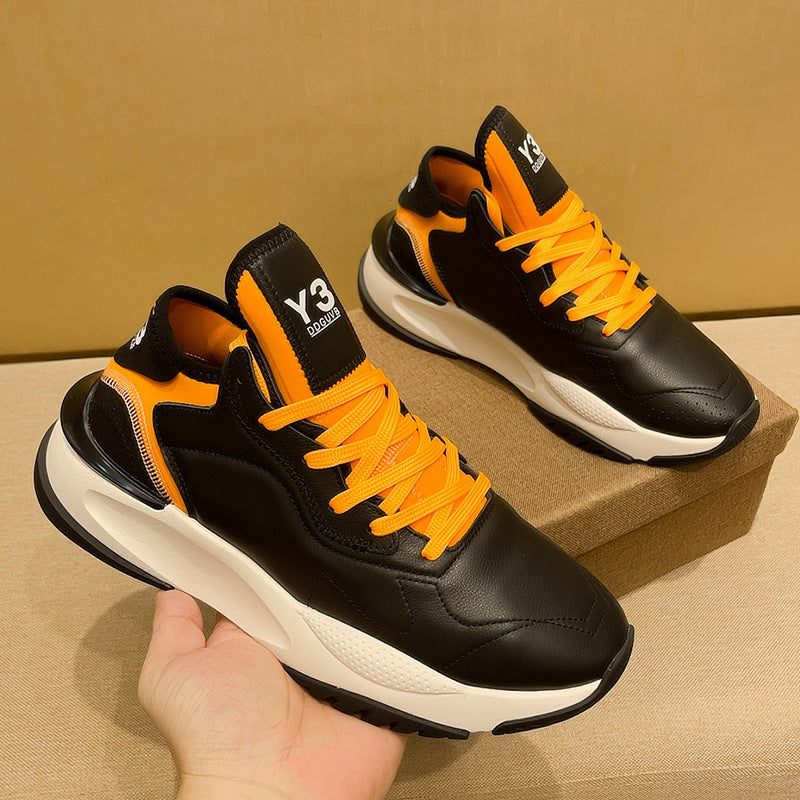The new trendy brand Y3 Black Samurai Thick-soled Daddy Shoes Men's Tide Versatile Summer Breathable Leather Sneakers Men's Shoes