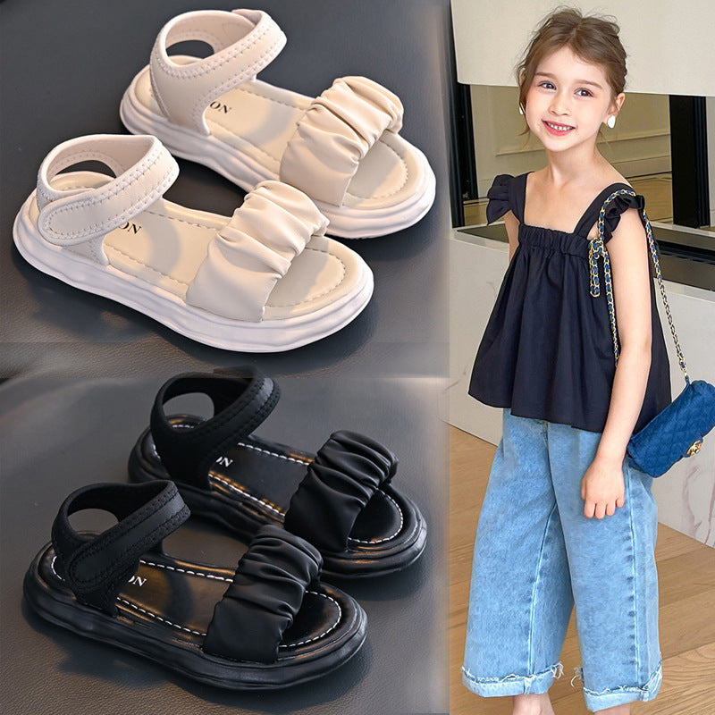 Girls' Sandals 2024 Summer New Children's Sports Soft Sole Large Children's Student Shoes Girls' Foreign Princess Shoes