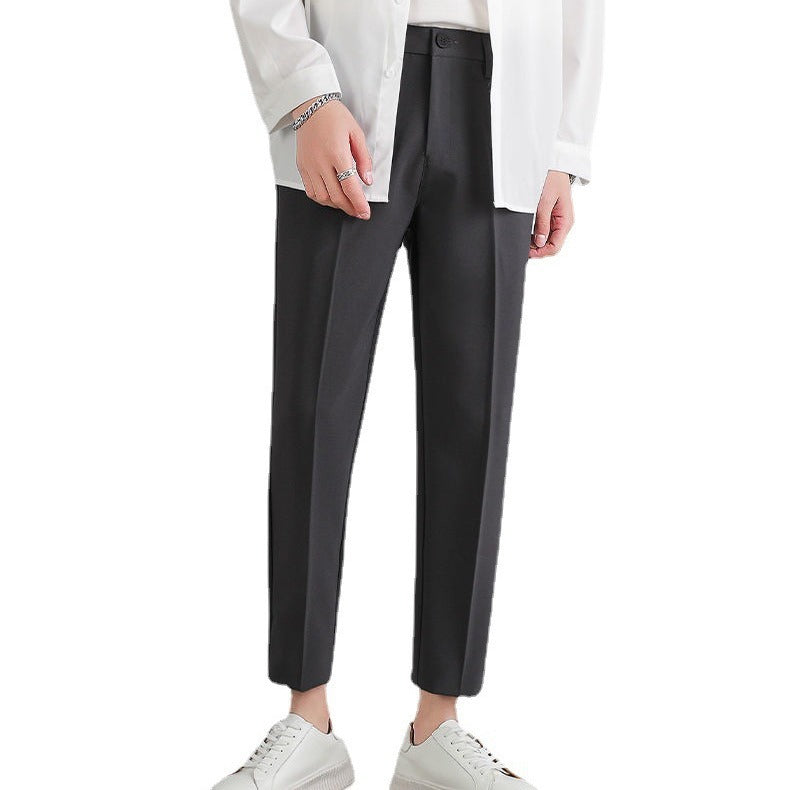 Summer thin suit pants men's autumn straight and versatile casual drape slim Korean version cropped trousers men