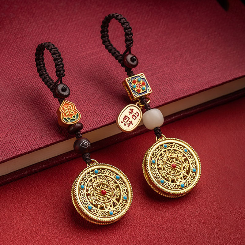 The ancient style of the national tide, the ancient method, the golden five blessings, the consummation, the car key chain, the pendant, the God of Wealth, the peace bag, the sand gold ornament, the round medallion
