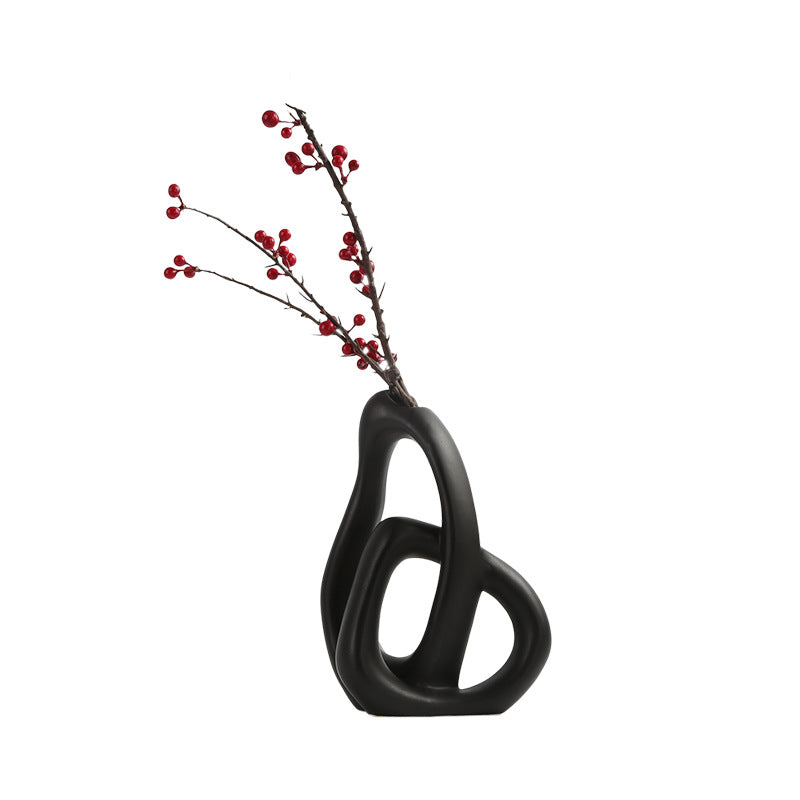 Creative heart-shaped Nordic home ceramics vase ornaments living room B&B TV cabinet handicrafts flower arrangement, simple decoration
