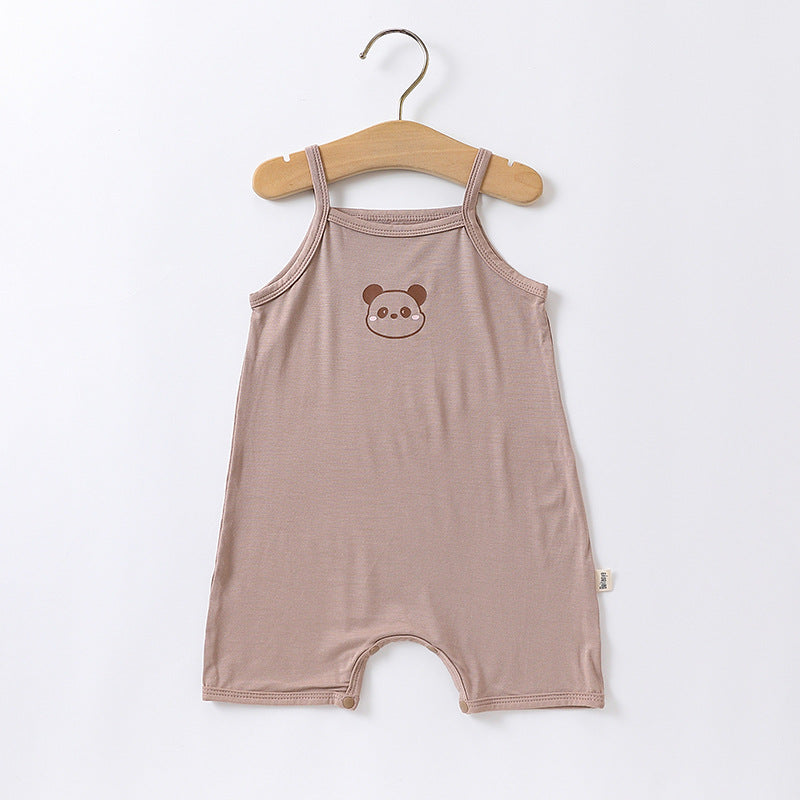 Baby suspender coveralls, sleeveless vests, bears, hayi, modal ice, silk, summer crawling clothes for boys and girls