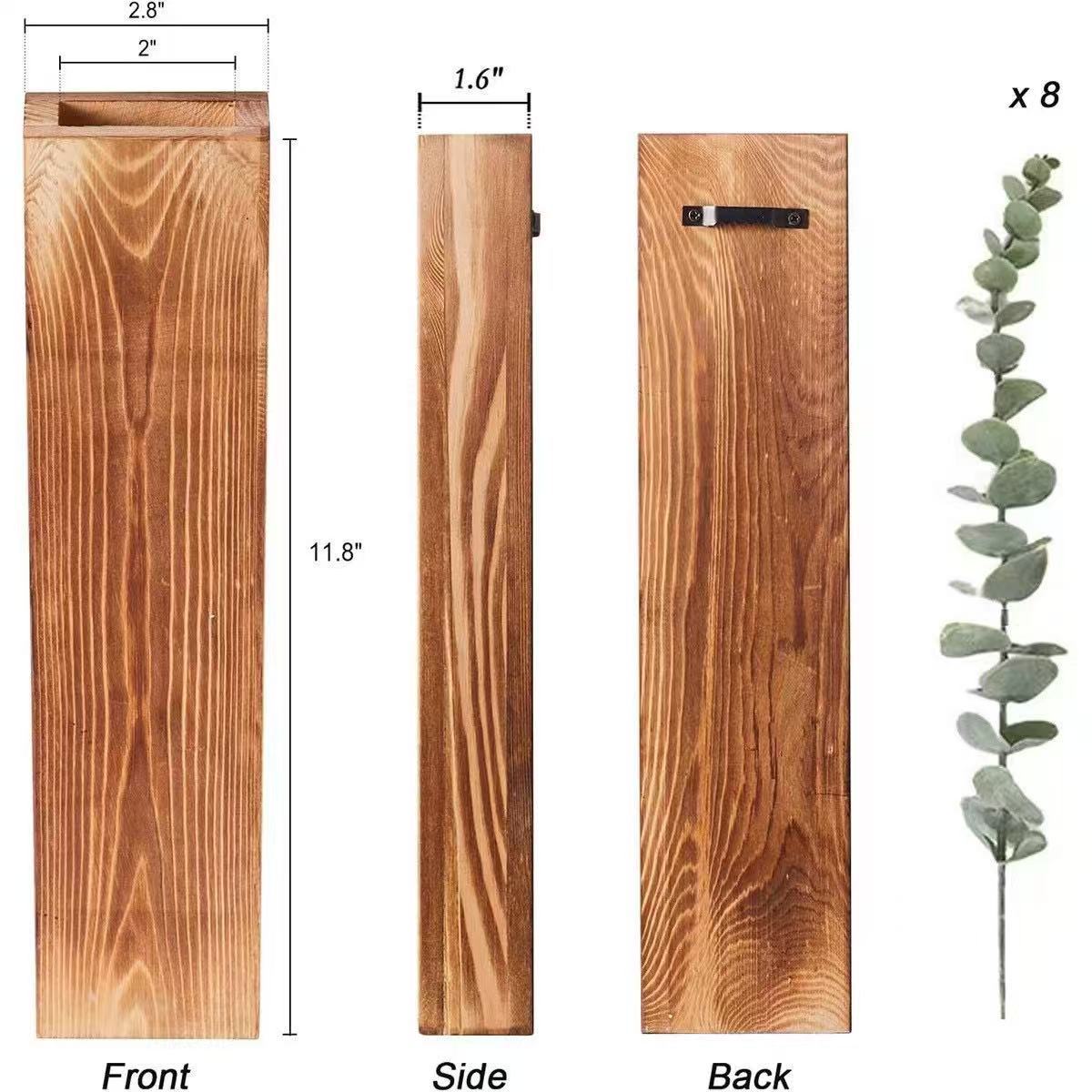 In stock wooden wall mounted vase dried flower decoration container hanging dried flower stand home solid wood ornament flower pot holder