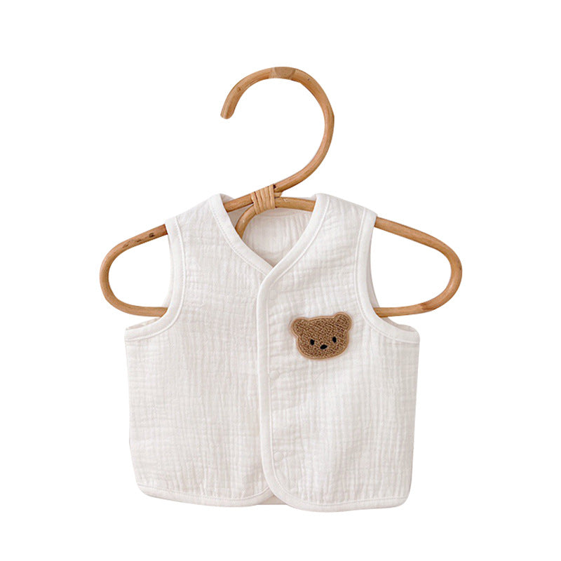 Baby vest, spring and summer newborn four-layer pure cotton A gauze boys' and girls' clothes, toddler coats, baby horse clips