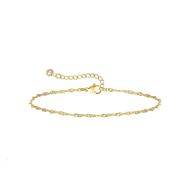 Amazon New 14K Gold Plated Three-Piece Bracelet Fashion Simple Bead Multilayer Chain Bracelet Anklet Spot Wholesale