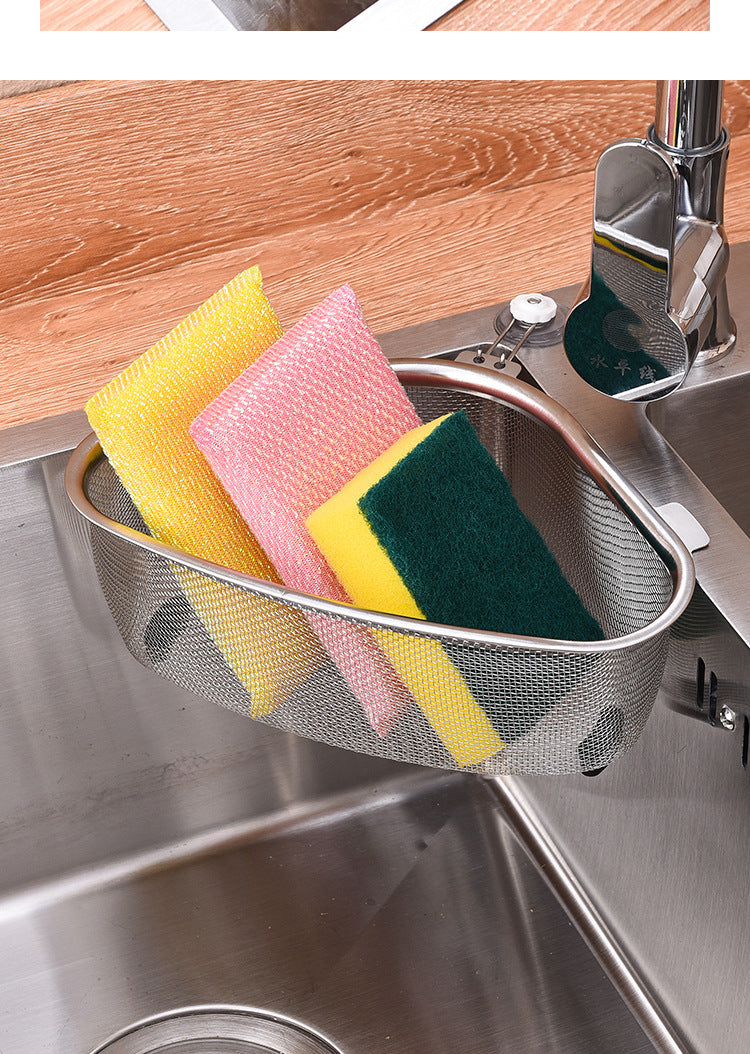 Drain basket stainless steel kitchen supplies household sink hanging non-perforated storage shelf multi-functional drip basket
