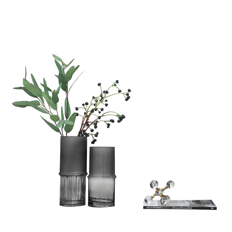 Star Da Modern Light Luxury Matte Grey Glass Vase Hydroponic Living Room Coffee Table Table Creative Glass Flower Ornaments