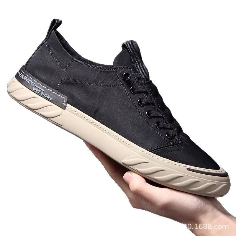 Beijing cloth shoes 2025 spring and summer men's shoes casual ice silk canvas pedal canvas shoes breathable men's new style