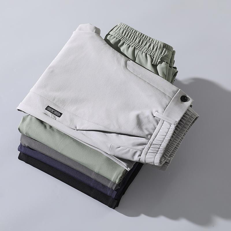 Cross Border Pants Men's Summer Ice Silk Casual Pants Men's Straight Leg Stretch Thin Quick Dry Sports Summer Pants Breathable