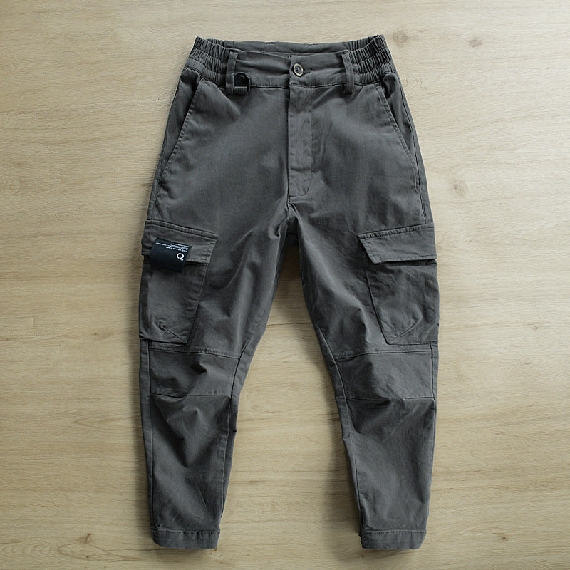2024 Spring/Summer New Khaki Multi-Pocket Loose Leggings Cargo Pants Men's Trendy Small Feet Casual Pants